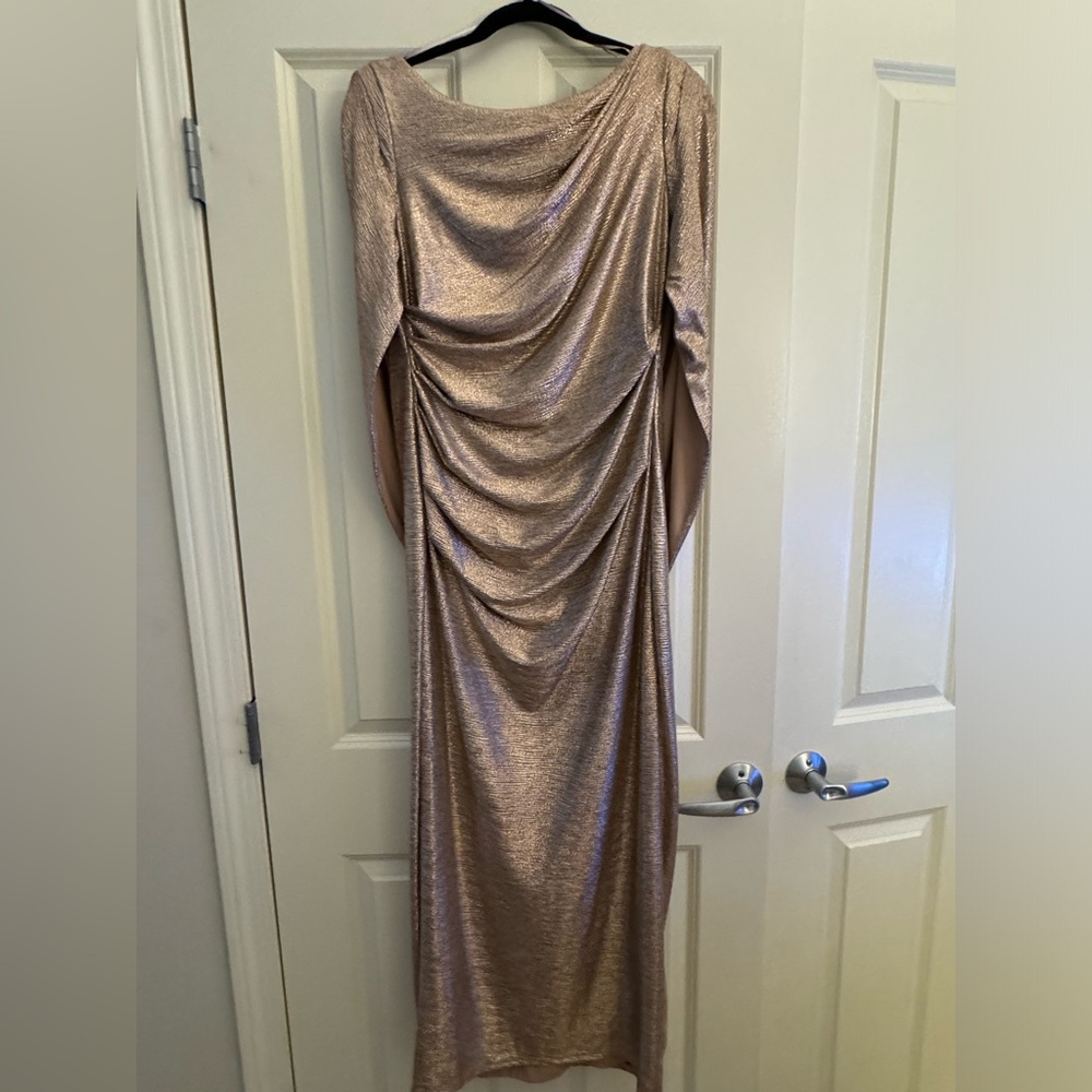 R&M Richards Draped Long Sleeve Dress